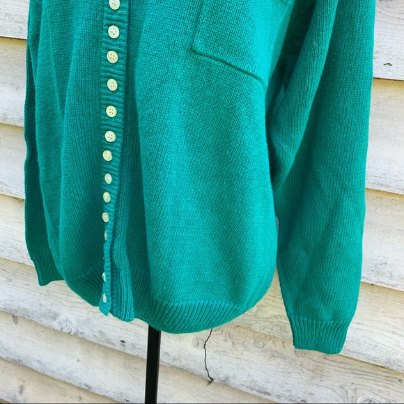 Vintage 90s Solid Print Micro Button Down Long Sleeve Mock Neck Cardigan Sweater - Picture 10 of 16